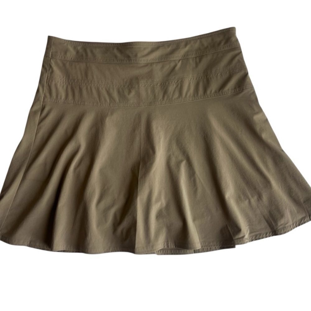 ATHLETA Women’s Tan Mini Everyday A-Line Athletic Outdoor Activewear Skort Sz 12